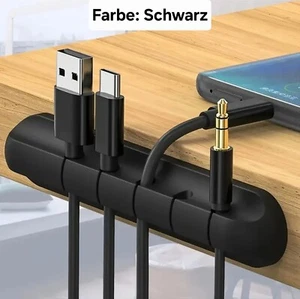 Selbstklebender Kabelhalter - Desktop Organizer für bis zu 5 Kabel - Schwarz - Photo 1/9