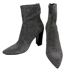 Dolce Vida NIB Pewter Sparkly Elana Fabric Heeled Boots Size 9 - Picture 1 of 13