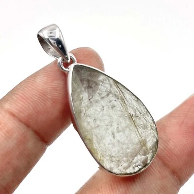 Colgante de plata de ley 925 con piedras preciosas de cuarzo rutilado dorado de San Valentín Foto 1 de 3