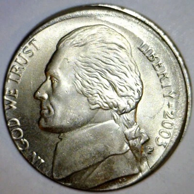 2003 ERROR OFF CENTER Jefferson Nickel NICE CH BU FULL STEPS Coin RARE DATE O/C - Image 1 of 2