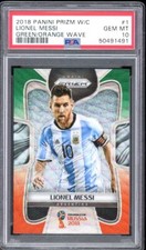 2018 Lionel Messi Panini Prizm World Cup Green Orange Wave #1 PSA 10 Gem Mint