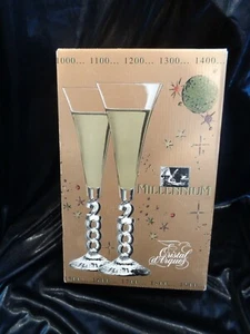Cristal d'Arques Millennium Champagne Glasses Set of Two Year 2000 Y2K UNUSED - Picture 1 of 8