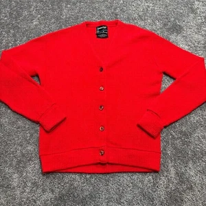 Vtg Towncraft Penneys Cardigan Sweater Size Medium Red Wool Alpaca Grunge 60s - Picture 1 of 6