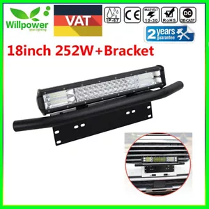 18inch 252W Tri Row LED Light Bar for Off road Car SUV +License plate Bracket - Foto 1 di 12