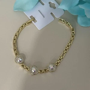 Pulsera enchapada en oro de 18 quilates XP para mujer diseño de eslabones de cadena circonita cúbica ajustable - Imagen 1 de 7