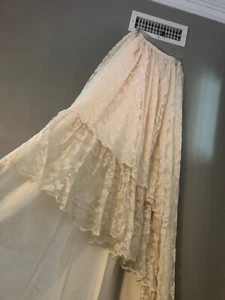 Vintage Wedding Dress Two Piece Set Prairie Cottagecore Victorian Lace Cream Sm - Picture 1 of 15