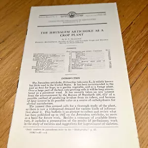 1937 THE JERUSALEM ARTICHOKE AS A CROP PLANT USDA - Bulletin - Picture 1 of 9