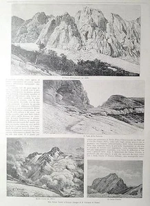 1895 Incisione SUL GRAN SASSO D'ITALIA MONTE CORNO PASSO PORTELLA INTERMESOLE - Imagen 1 de 1