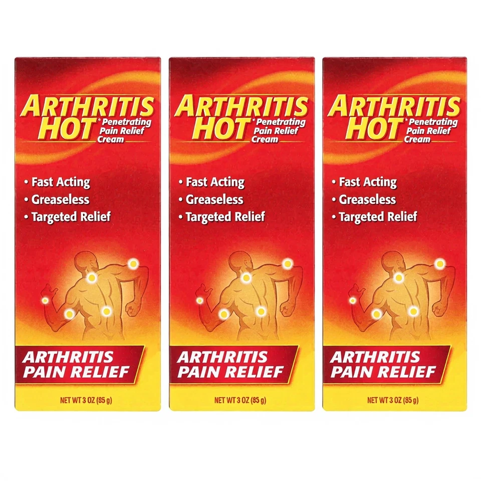 3 Pack Arthritis Hot Pain Relief Cream Deep Penetrating Fast Acting 3 Oz Each - Image 1 of 4