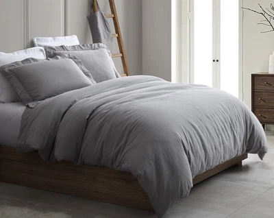 Conjunto de roupa de cama capa de edredom 3 peças – algodão com ponto de fileiras duplas bordado bronzeado - Imagem 1 de 4