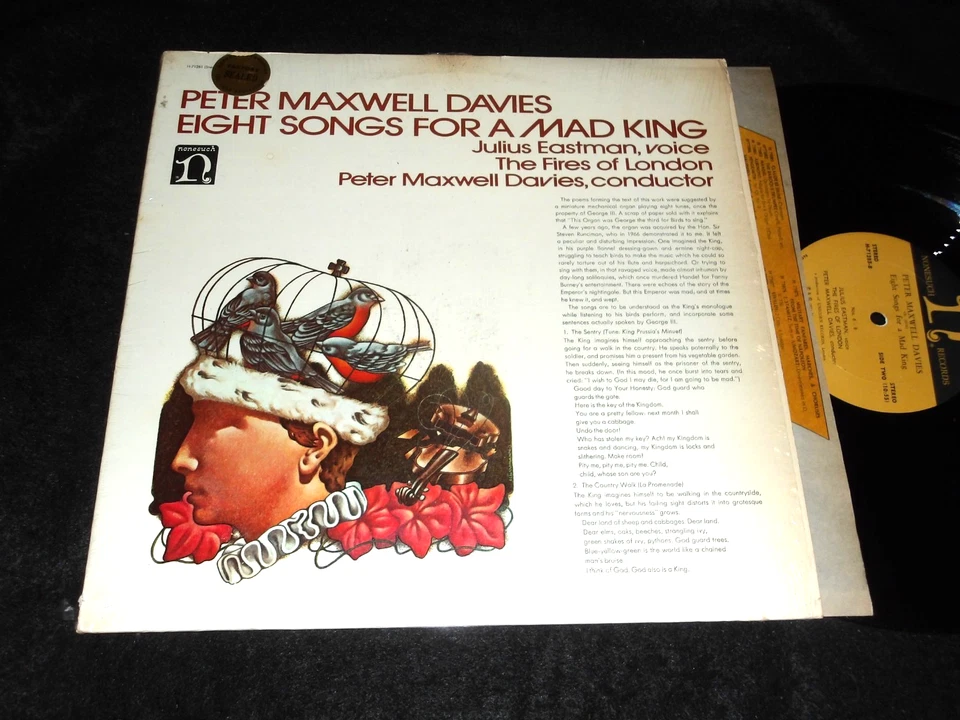 PETER MAXWELL DAVIES Eight Songs for a Mad King NONESUCH LP In shrinkwrap 1973 - Image 1 of 1