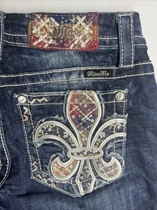 Pantalones de mezclilla Miss Me firma bota adornada decoración bolsillos talla 26 - Imagen 1 de 18