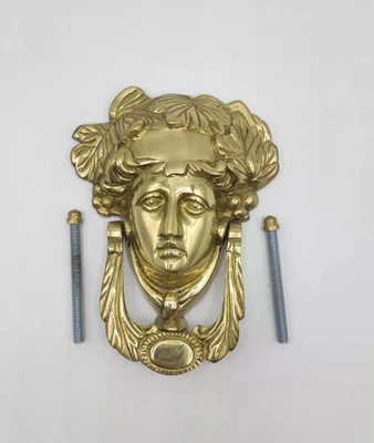 Hermosa pátina antigua de latón macizo ornamentada francesa llamador de puerta Foto 1 de 4