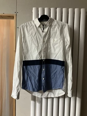 Chevignon Mens Button Up Shirt French White Blue Navy Medium - Image 1 of 4