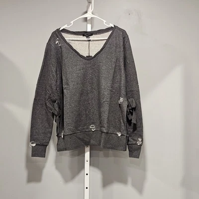 Romeo & Juliet Couture M 码仿旧运动衫深灰色侧开衩带领带 — 第 1/4 张图片