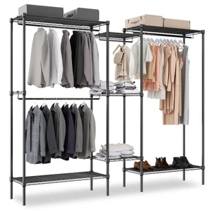 Freestanding Closet Organizer, 4 Hanging Rod Clothes Garment Racks with Stora... - Picture 1 of 9