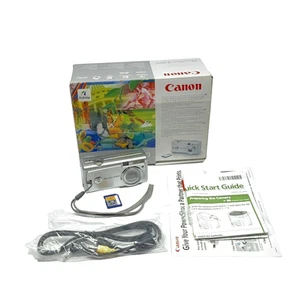 Canon PowerShot A400 Digital Camera Bundle - 3.2MP Silver w/ SD Card, Cables - Picture 1 of 10
