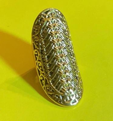 Anillo de nudillos grande enchapado en oro, anillo de armadura tribal AZTEC, RARO, talla 6, difícil de encontrar Foto 1 de 4