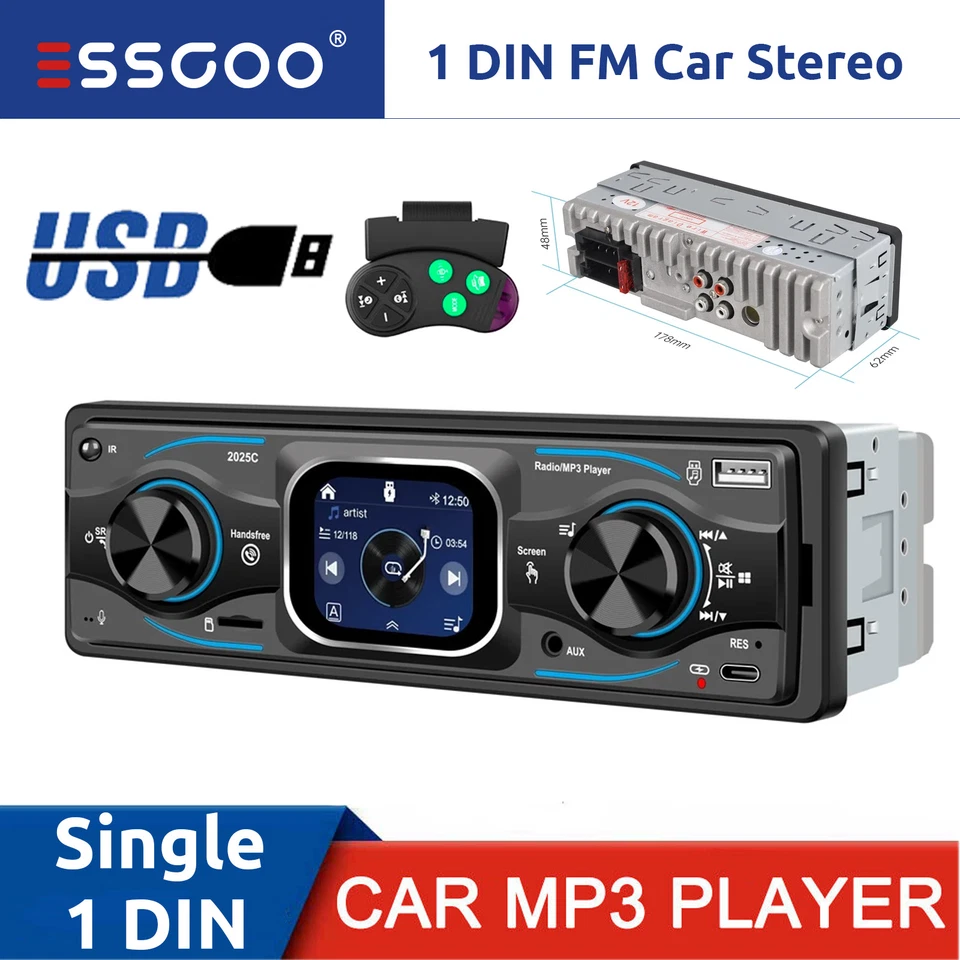 Single 1DIN Car Stereo Radio Bluetooth FM/USB/AUX MP3 Player In-dash TouchScreen - Image 1 of 4
