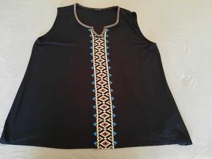 Laura Torelli Top Gr 52/54 schwarz mit Aufdruck neu ohne Etikett - Bild 1 von 5