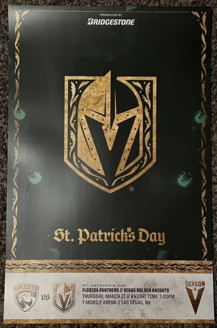 Vegas Golden Knights vs Florida Panthers 3/17/22 St. Patrick’s 🍀Day Game Poster Cover