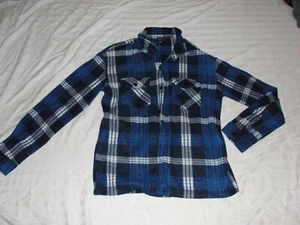 Boys SZ XL Original Deluxe FLANNEL JACKET Blue Button Up Long Sleeve Top Plaid - Picture 1 of 3