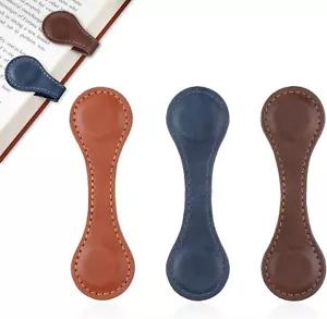 3 Pcs Leather Magnet Bookmark Retro Book Marker Clip Vintage Book Page Markup Ho - Picture 1 of 8