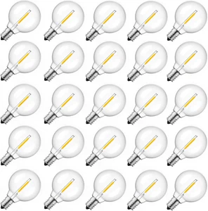 G40 Replacement LED Light Bulbs, 25 Pack Clear Globe Bulb Fits E12 C7 Candelabra - Picture 1 of 12