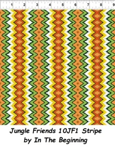Jungle Friends Cotton Quilt fabric In The Beginning BTY 10JF1 Stripe - Picture 1 of 12