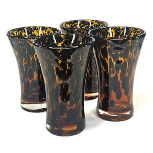 Hand Blown Tortoise Shell Juice Glasses - 4 - Picture 1 of 6