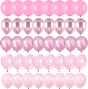 Pink Balloons Set, 60 Packs 12 Inch Metallic Chrome Pink Pearl Pink Macaron Pink - Picture 1 of 12