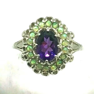 Ring mit Amethyst und synthetischen Opal 925er Sterlingsilber Gr.: 53 - Bild 1 von 5
