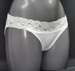 M&S WHITE Comfort Cotton Cotton Rich Lace Waist Bikini Knickers  8 to 26 (240239 - Picture 1 of 8