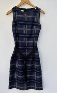 Akris Punto Dress 6 Blue Plaid Wool Alpaca Sheath Sleeveless A Line - Picture 1 of 6