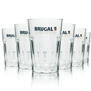 6x Brugal Rum Glas 0,3l Longdrink Gläser Kontur Cocktail Relief 2cl 4cl Eiche - Bild 1 von 3