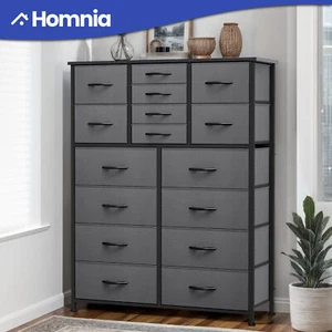 16 Drawers Dresser Tower Fabric Bedside Cabinet Gray Anti Deformation Organizer - Picture 1 of 11