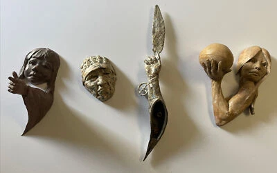 Vintage Bronze Metal Sculpture Denny Haskew Listed American Indian Portrait Icon - Image 1 of 4