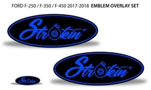 Calcomanías superpuestas emblema de insignia ovalada se adaptan a Ford F-250 F-350 F-450 17-18 AZUL STROKIN - Imagen 1 de 3