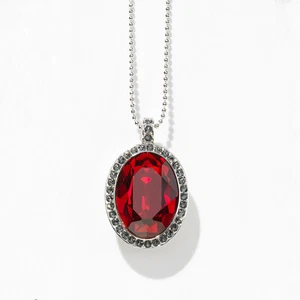 Touchstone Crystal RED ALERT Pendant Necklace Swarovski STUNNING💎Adj 32-35"  - Picture 1 of 3