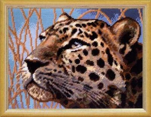 DIY Printed Tapestry Kit "Leopard", size 14.2x18.5 in / 36x47 cm, Brvsk - Picture 1 of 4
