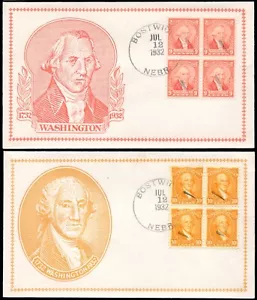 US 1932 GEORGE WASHINGTON SET OF 12 BLOCKS OF 4 ON 12 RARE COVERS - Picture 1 of 6