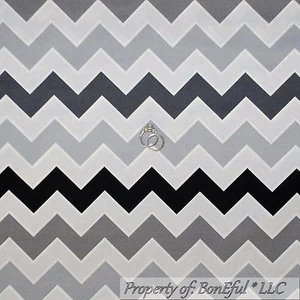BonEful Fabric FQ Cotton Quilt Gray Black White Chevron STRIPE Calico Kid B&W US - Picture 1 of 8