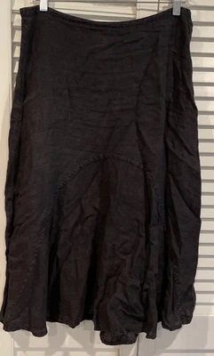 Falda Lino 100% Lino Negra Cremallera Lateral Talla Pequeña Foto 1 de 4