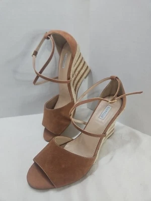 Sandalias de cuña Corello alpargata de gamuza tostada patrón de rayas talla 9B Foto 1 de 4