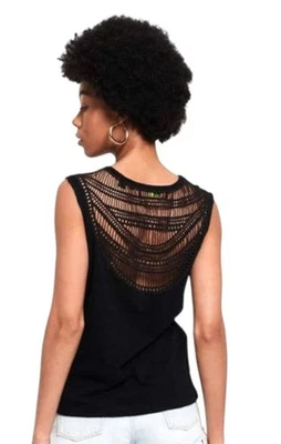 IRO Shirt Women Small Black Knit Cashmere Blend Cut Out Back Tank Top Whimsigoth - Image 1 of 4