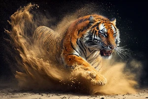 Canvas Art Fantasy Powder Tiger Wall Picture Poster Print - Picture 1 of 22