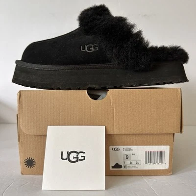 Zapatillas de plataforma UGG Disquette de piel de oveja y gamuza para mujer talla 9 negras 1122550 Foto 1 de 4