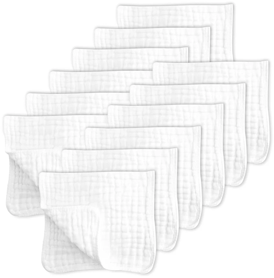 Paquete de 12 paños grandes para eructos de muselina 100 % algodón paños para manos para bebé - Baby Ess Foto 1 de 4