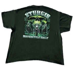 Gildan 2022 Sturgis Motorcycle Rally Skeleton Graphic T-Shirt Green Adult XXL - Picture 1 of 3
