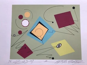 Modern ABSTRACT Serigraph Print  31 x 21 Bauhaus Atsuko Okamoto Contemporary - Picture 1 of 4
